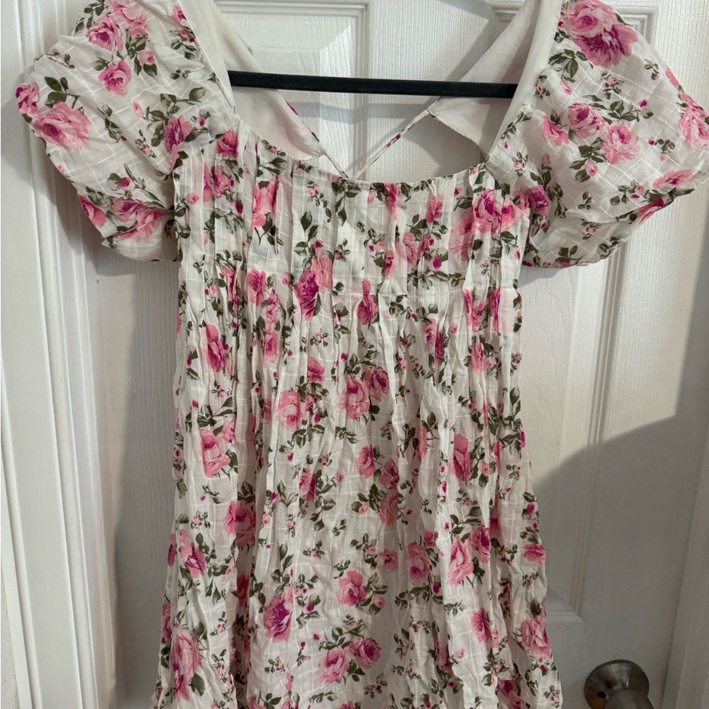 Floral Pink and White Babydoll Dress